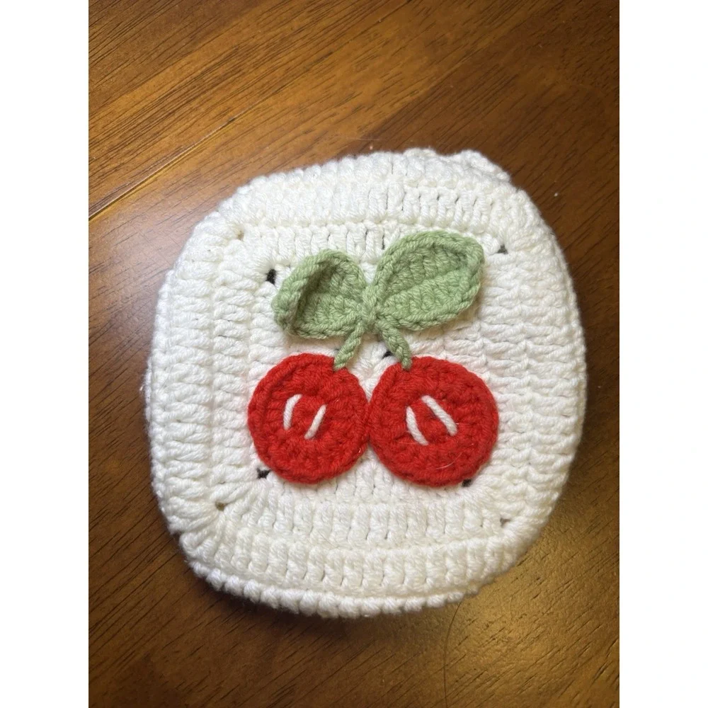 Cherry Crochet Ivory And Red Yarn Apple AirPod Max Covers